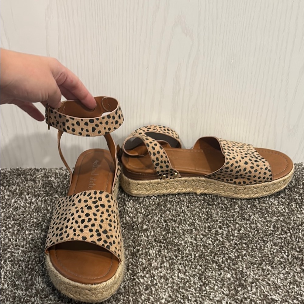 Altar'd State Tan and Black Espadrille Shoes